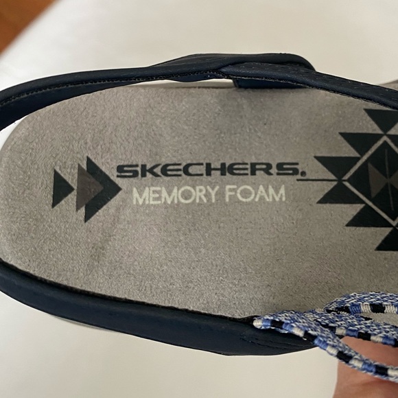 10 Skechers REGGAE slim Sandals Washable Vegan navy blue slip on water shoes - Picture 8 of 10